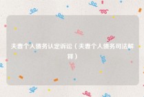 夫妻个人债务认定诉讼（夫妻个人债务司法解释）