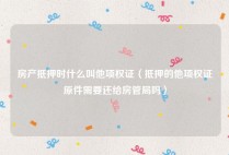 房产抵押时什么叫他项权证（抵押的他项权证原件需要还给房管局吗）