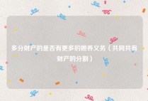 多分财产的是否有更多的赡养义务（共同共有财产的分割）