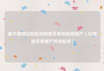 能不能到法院起诉同居关系和同居财产（以同居关系财产纠纷起诉）