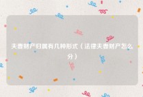 夫妻财产归属有几种形式（法律夫妻财产怎么分）