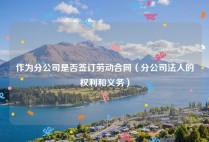 作为分公司是否签订劳动合同（分公司法人的权利和义务）