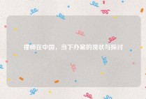 律师在中国，当下办案的现状与探讨
