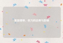 美国律师，权力的边界与影响