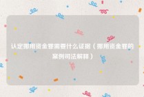认定挪用资金罪需要什么证据（挪用资金罪的案例司法解释）