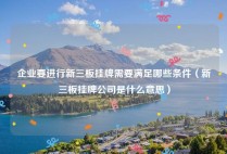 企业要进行新三板挂牌需要满足哪些条件（新三板挂牌公司是什么意思）