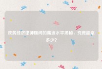 政务经济律师顾问的薪资水平揭秘，究竟能拿多少？