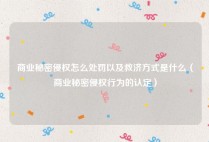 商业秘密侵权怎么处罚以及救济方式是什么（商业秘密侵权行为的认定）
