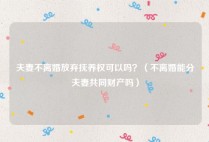 夫妻不离婚放弃抚养权可以吗？（不离婚能分夫妻共同财产吗）