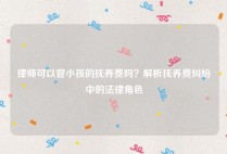 律师可以管小孩的抚养费吗？解析抚养费纠纷中的法律角色
