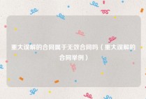 重大误解的合同属于无效合同吗（重大误解的合同举例）