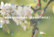 融资租赁的方式有哪些（融资租赁三种方式）