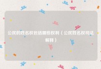 公民的姓名权包括哪些权利（公民姓名权司法解释）