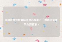 挪用资金罪数额标准是怎样的？（挪用资金罪的金额标准）