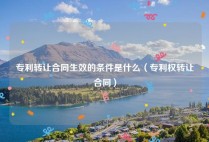 专利转让合同生效的条件是什么（专利权转让合同）