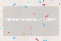 二婚离婚的财产分割规定是什么？（二婚离异）