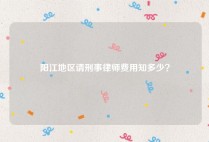 阳江地区请刑事律师费用知多少？