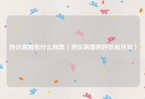 协议离婚有什么利弊（协议离婚的好处和坏处）