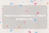 外资企业设立分公司的流程是什么（外国企业在中国设立分公司）
