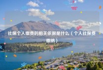 社保个人缴费的相关依据是什么（个人社保费缴纳）