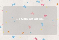 五千标的有必要请律师吗