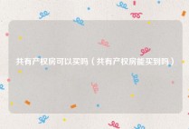 共有产权房可以买吗（共有产权房能买到吗）