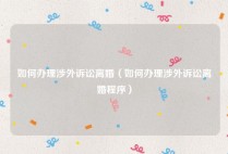 如何办理涉外诉讼离婚（如何办理涉外诉讼离婚程序）