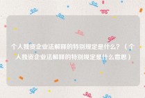 个人独资企业法解释的特别规定是什么？（个人独资企业法解释的特别规定是什么意思）