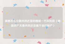 离婚怎么分割共同还贷的婚前一方买的房（婚前房产夫妻共同还贷属于谁的财产）