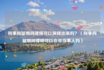 刑事拘留期间律师可以保释出来吗？（刑事拘留期间律师可以会见当事人吗）