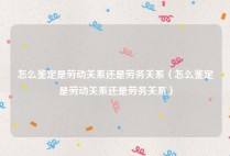 怎么鉴定是劳动关系还是劳务关系（怎么鉴定是劳动关系还是劳务关系）
