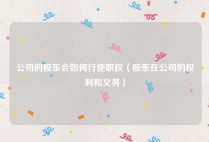 公司的股东会如何行使职权（股东在公司的权利和义务）