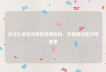 浙江刑事官司律师费用揭秘，你需要知道的那些事
