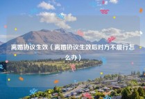 离婚协议生效（离婚协议生效后对方不履行怎么办）