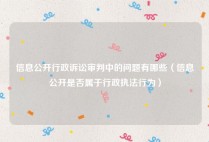 信息公开行政诉讼审判中的问题有哪些（信息公开是否属于行政执法行为）