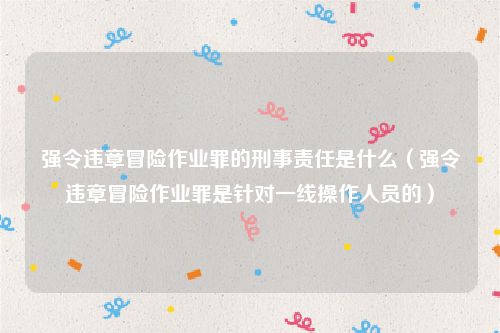 强令违章冒险作业罪的刑事责任是什么（强令违章冒险作业罪是针对一线操作人员的）