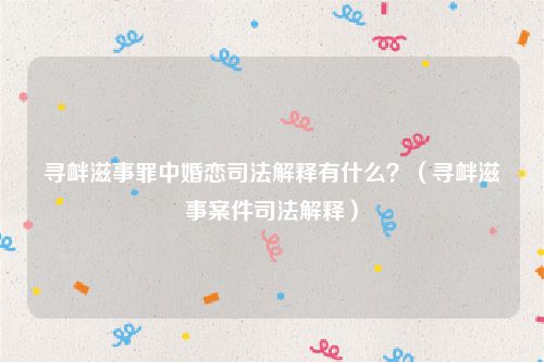 寻衅滋事罪中婚恋司法解释有什么？（寻衅滋事案件司法解释）