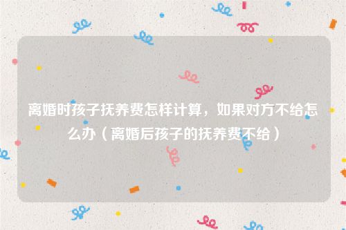 离婚时孩子抚养费怎样计算，如果对方不给怎么办（离婚后孩子的抚养费不给）