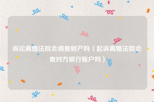 诉讼离婚法院会调查财产吗（起诉离婚法院会查对方银行账户吗）
