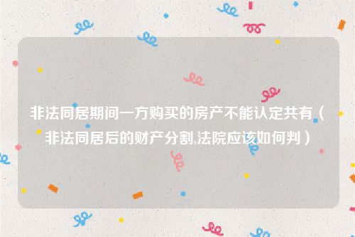 非法同居期间一方购买的房产不能认定共有（非法同居后的财产分割,法院应该如何判）