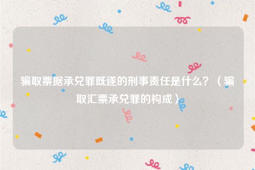 骗取票据承兑罪既遂的刑事责任是什么？（骗取汇票承兑罪的构成）