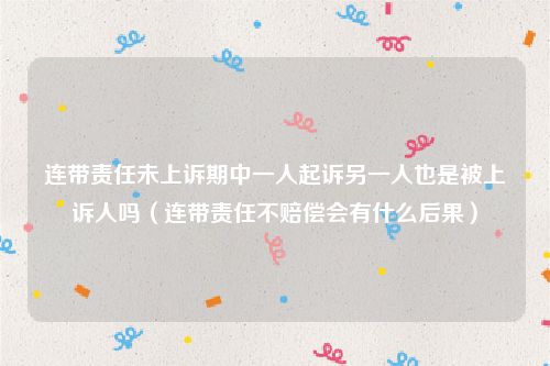 连带责任未上诉期中一人起诉另一人也是被上诉人吗（连带责任不赔偿会有什么后果）