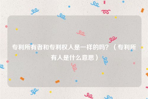专利所有者和专利权人是一样的吗？（专利所有人是什么意思）