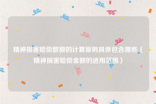 精神损害赔偿数额的计算原则具体包含哪些（精神损害赔偿金额的适用范围）
