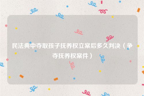 民法典中夺取孩子抚养权立案后多久判决（争夺抚养权案件）