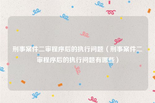 刑事案件二审程序后的执行问题（刑事案件二审程序后的执行问题有哪些）