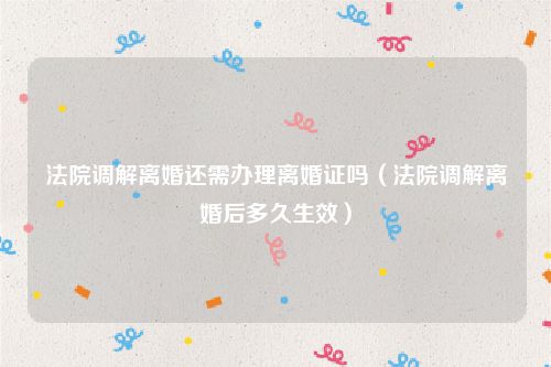法院调解离婚还需办理离婚证吗（法院调解离婚后多久生效）