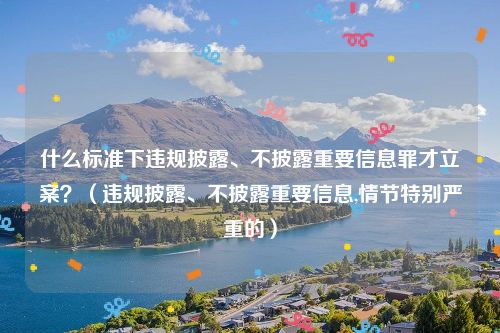 什么标准下违规披露、不披露重要信息罪才立案？（违规披露、不披露重要信息,情节特别严重的）