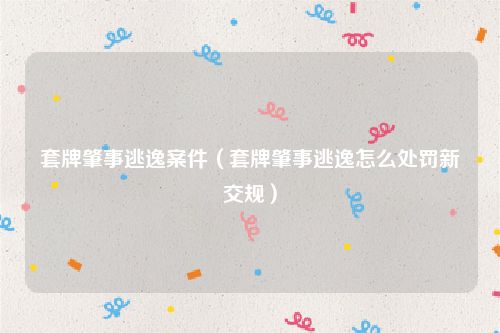 套牌肇事逃逸案件（套牌肇事逃逸怎么处罚新交规）