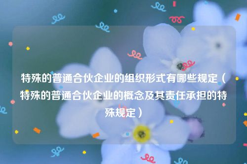 特殊的普通合伙企业的组织形式有哪些规定（特殊的普通合伙企业的概念及其责任承担的特殊规定）